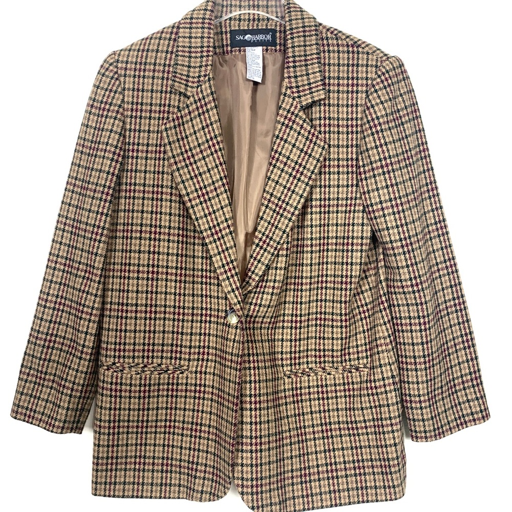 SAG HARBOR Women’s Petite Plaid Blazer Size 10P